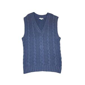 AMERICAN EAGLE Blue Cable Knit Sweater Vest Y2K Preppy Retro Tennis Academia S